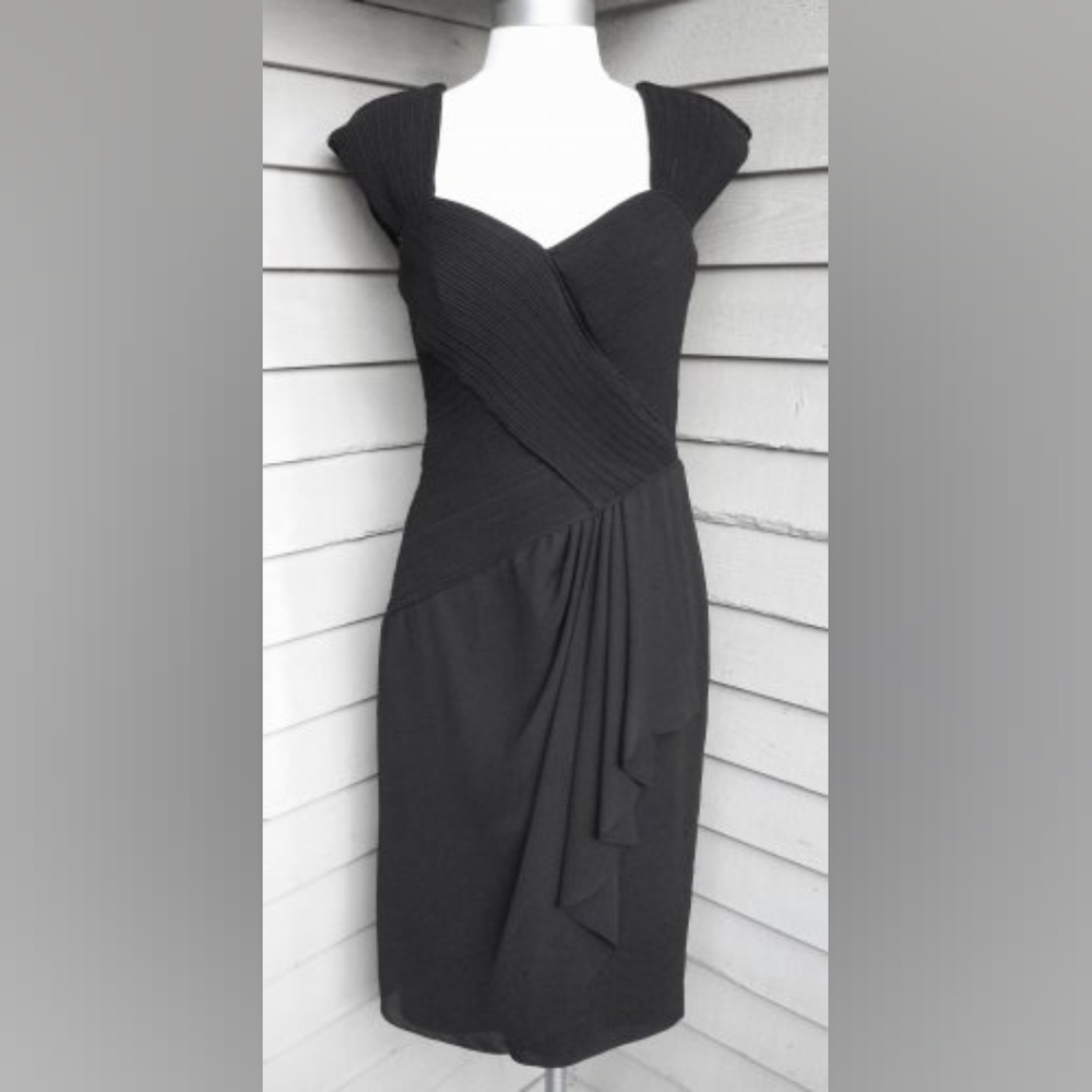 Leslie Fay Vintage Faux Wrap Draped Dress Size 6